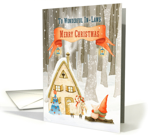 In Laws Merry Christmas Gnome in the Woods Nature Scene card (1716466)