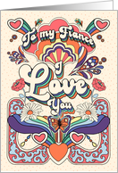 Fiance Valentine’s Day Bold and Groovy Retro Design card