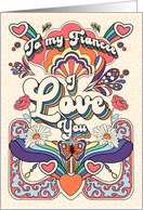Fiancee Valentine’s Day Bold and Groovy Retro Design card