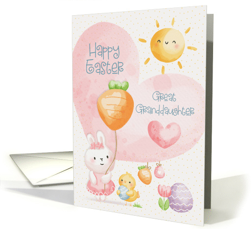 Great Granddaughter Happy Easter Adorable Bunny and Chick card