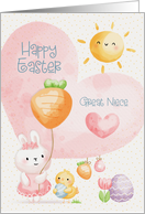 Great Niece Happy Easter Adorable Bunny and Chick card