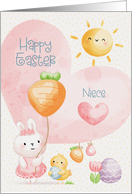Niece Happy Easter Adorable Bunny and Chick card