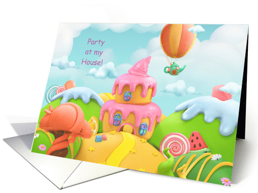 Invitation to Party at my House Sweet Fantasy Illustration card