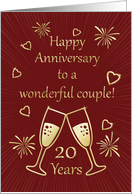 20th Wedding Anniversary to Wonderful Couple with Toasting Glasses card