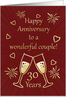 30th Wedding Anniversary to Wonderful Couple with Toasting Glasses card