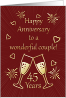 45th Wedding Anniversary to Wonderful Couple with Toasting Glasses card