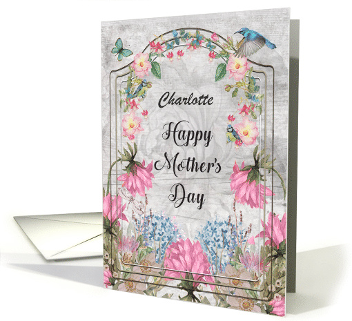 Mother's Day Custom Name Beautiful and Colorful Flower Garden card