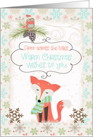 From Across the Miles Warm Christmas Wishes Bundled Up Fox and Owl card