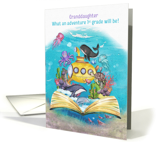 Granddaughter 1st Grade Back to School Whimsical Ocean Scene card