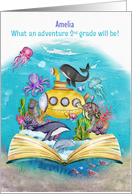 2nd Grade Custom Name Back to School Whimsical Ocean Scene card