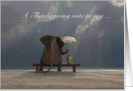 Thanksgiving Wishes Thankful for You Cute Animals on Beach card