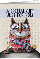 Special Gift for You Funny Cat with a Fish and Snail card