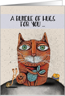 Get Well Soon Funny Cat with a Fish and Snail card