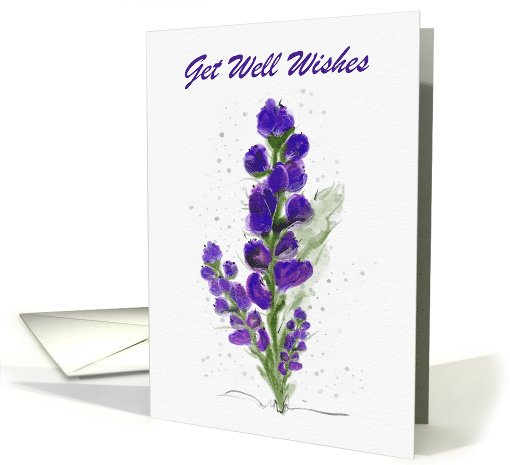 Get Well Wishes Beautiful Purple Flowers Digital Watercolor card