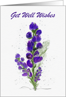 Get Well Wishes Beautiful Purple Flowers Digital Watercolor card