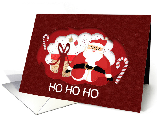 Merry Christmas Santa Ho Ho Ho Paper Cut Style card (1751206)