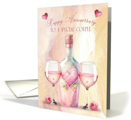 Wedding Anniversary to a Special Couple Pretty Wine Theme card