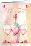 Wedding Anniversary to a Special Couple Pretty Wine Theme card