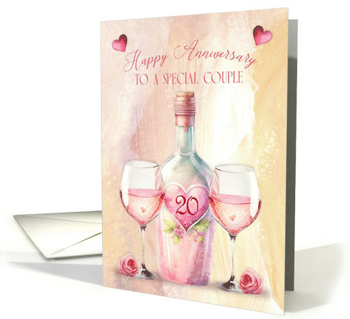 20th Wedding Anniversary to a Special Couple Pretty Wine Theme card