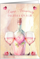 Wedding Anniversary to Daughter and Son in Law Pretty Wine Theme card