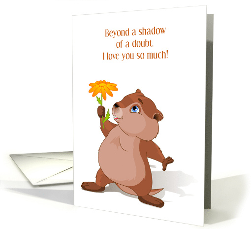 Anniversary on Groundhog Day Cute Groundhog with Flower card (1753912)