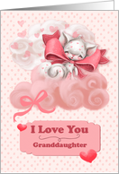 Granddaughter Valentine’s Day Cute Cat Floating on Clouds card