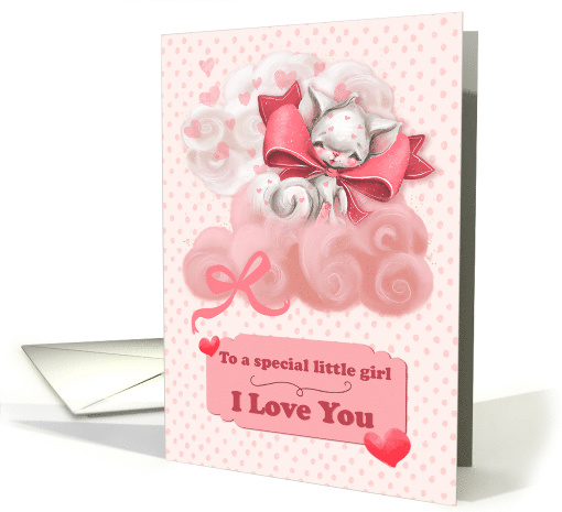 To Special Girl Valentine's Day Cute Cat Floating on Clouds card