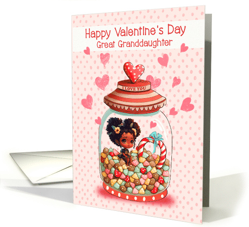 Great Granddaughter Valentine's Day Little African American Girl card