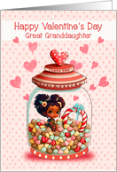 Great Granddaughter Valentine’s Day Little African American Girl card