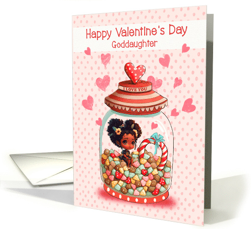 Goddaughter Valentine's Day Little African American Girl card
