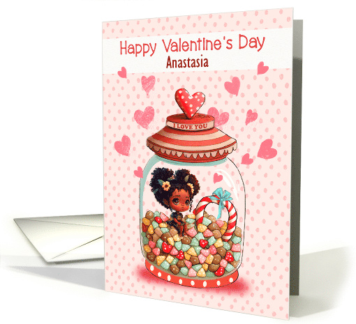 Anastasia Valentine's Day Custom Name African American Girl card