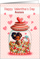 Anastasia Valentine’s Day Custom Name African American Girl card