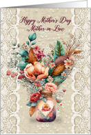 Mother in Law Mother’s Day Beautiful Heart Shaped Flowers in Jar card