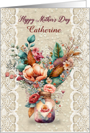 Catherine Mother’s Day Custom Name Beautiful Heart Shaped Flowers card