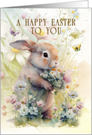 Easter Greetings for Anyone Adorable Bunny in Flowers card