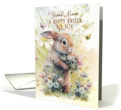 Great Niece Happy Easter Greetings Adorable Bunny in Flowers card