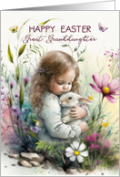 Great Granddaughter Happy Easter Little Girl with Bunny card