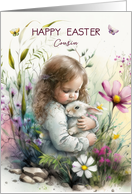 Cousin Happy Easter Little Girl with Bunny card