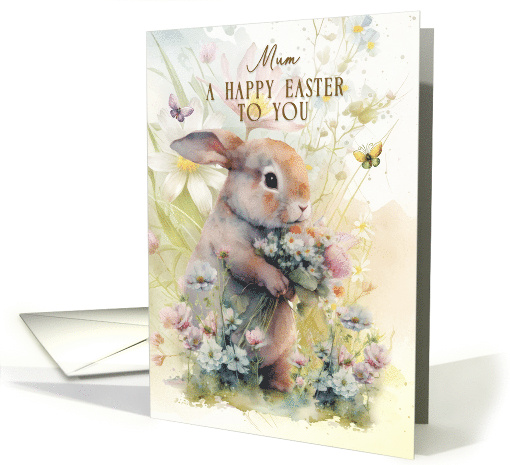 Mum Happy Easter Greetings Adorable Bunny in Flowers card (1763686)
