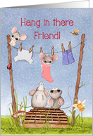 Friend Encouragement Cute Mouse on a Clothesline card