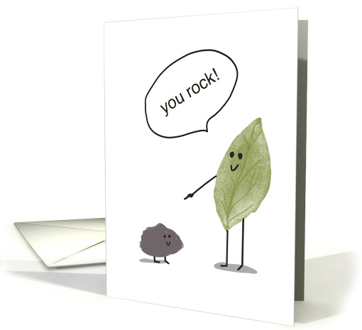 Congratulations You Rock Cartoon Rock and Leaf card (1767414)