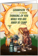 Grandson Summer Camp Thinking of You Camping Gear and Bugs card
