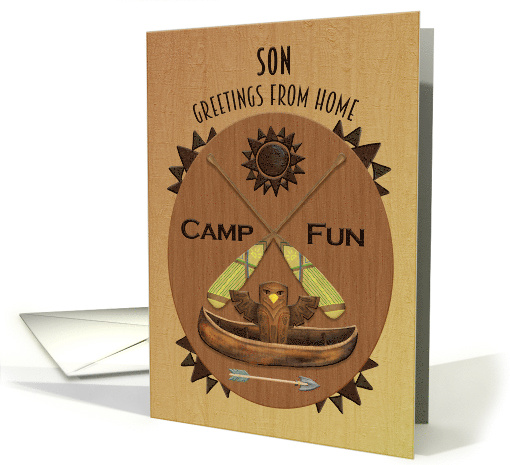 Son Summer Camp Greetings Wood Effect Plaque card (1776164)