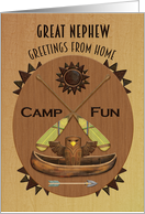 Great Nephew Summer Camp Greetings Wood Effect Plaque card