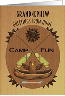 Grandnephew Summer Camp Greetings Wood Effect Plaque card