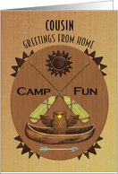 Cousin Summer Camp Greetings Wood Effect Plaque card