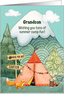 Grandson Summer Camp Wishes of Fun with Outdoor Camping Scene card