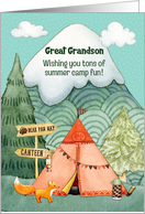 Great Grandson Summer Camp Wishes of Fun Camping Scene card