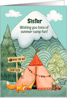Sister Summer Camp Wishes of Fun Camping Scene card