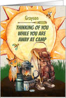 Grayson Custom Name Summer Camp Thinking of You Camping Gear card